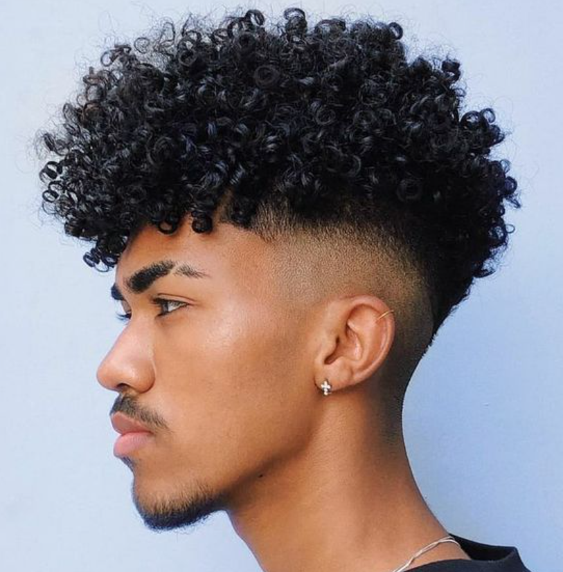 Afro Curls with Neat Fade
