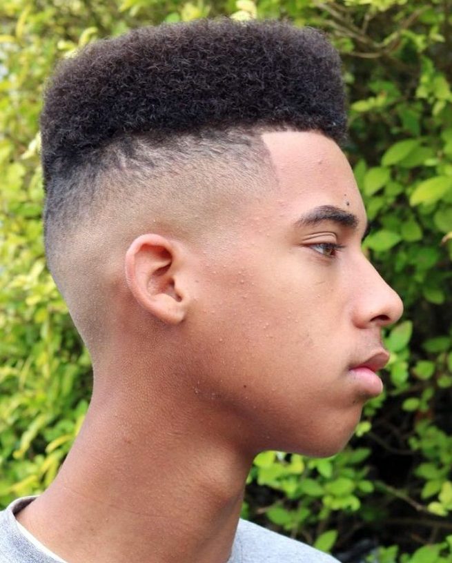 Curly Flat Top with Fade